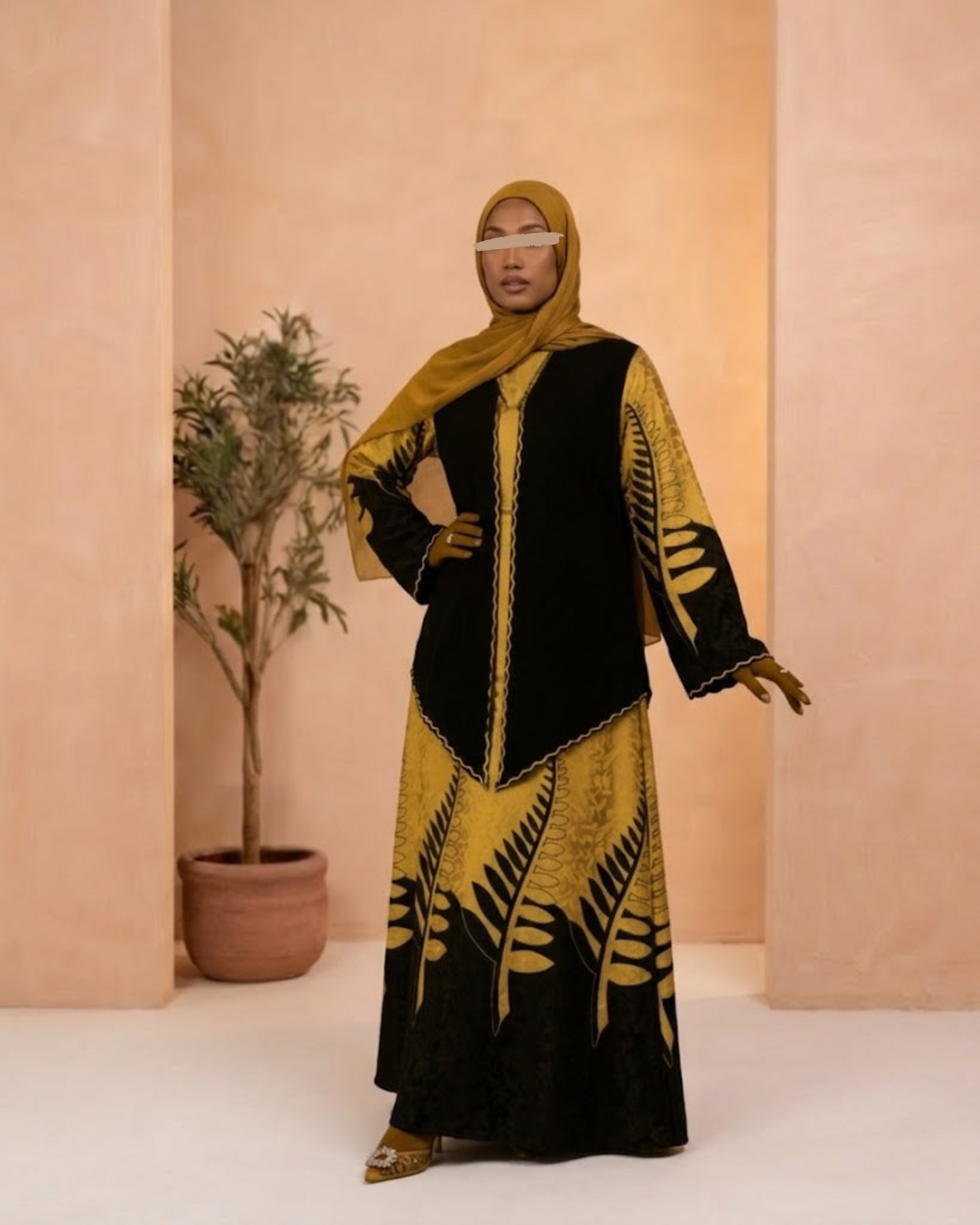 Open Vest Abaya - Satin Mix