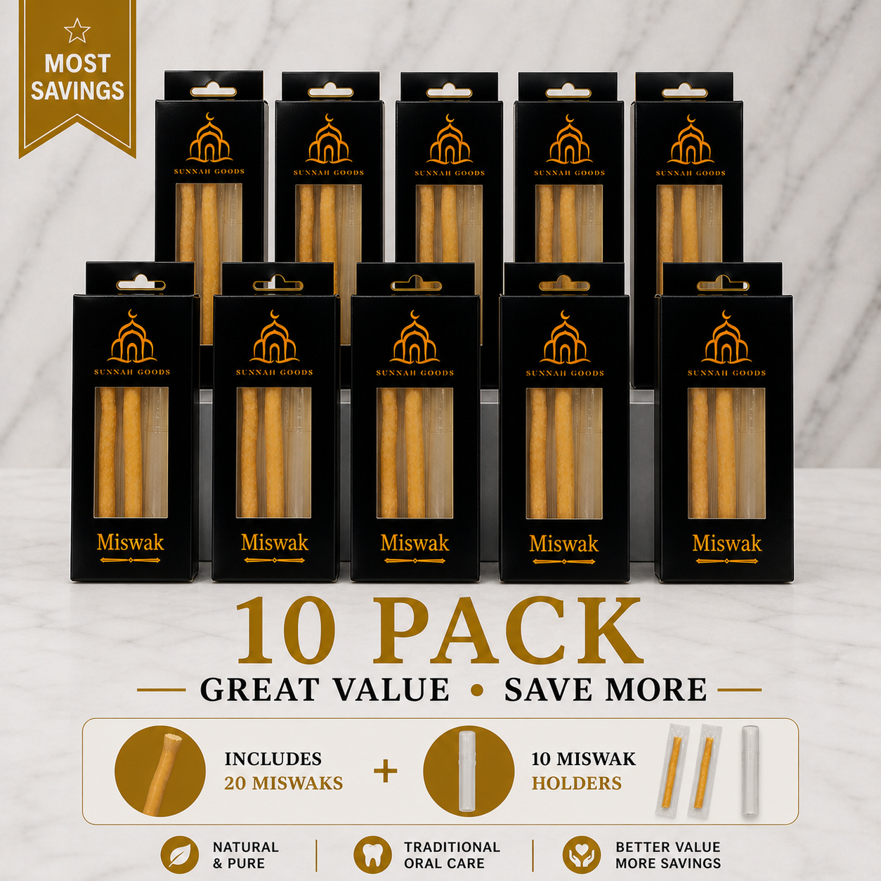 Sunnah Goods Miswak Box – 2 Fresh Miswaks + Holder