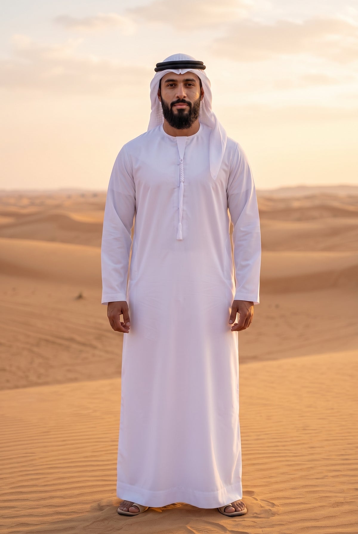 Emirati Thobe (Kandura) – Classic Khaleeji Arab Robe for Men with Tarboosha Tassel & Pockets | 5 Colors