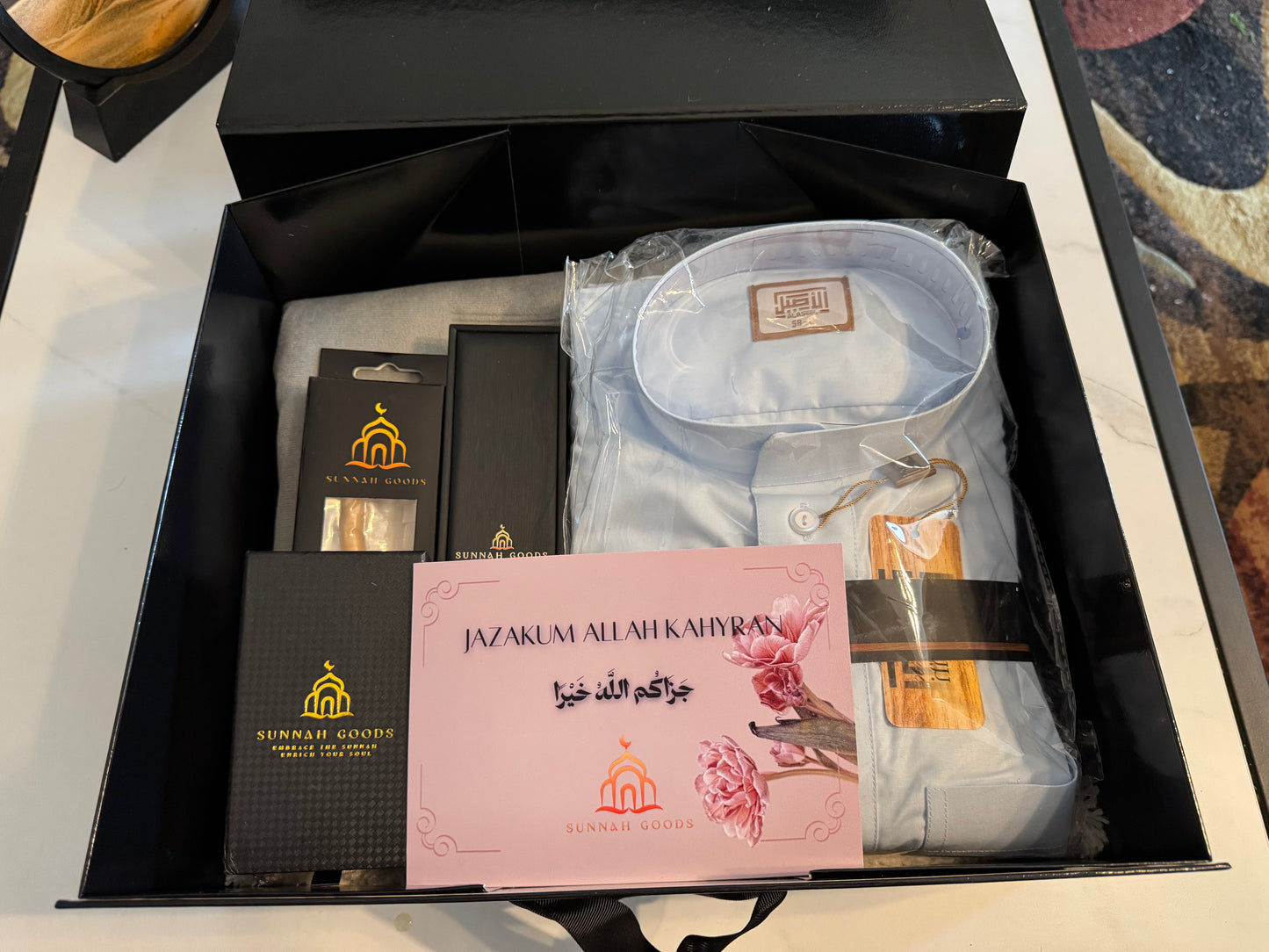 Personalized Eid and Ramadan gift set – luxury packaging with customizable Islamic essentials, the perfect Sunnah-inspired present