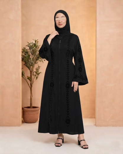Black Abaya - Elegant Zip Up