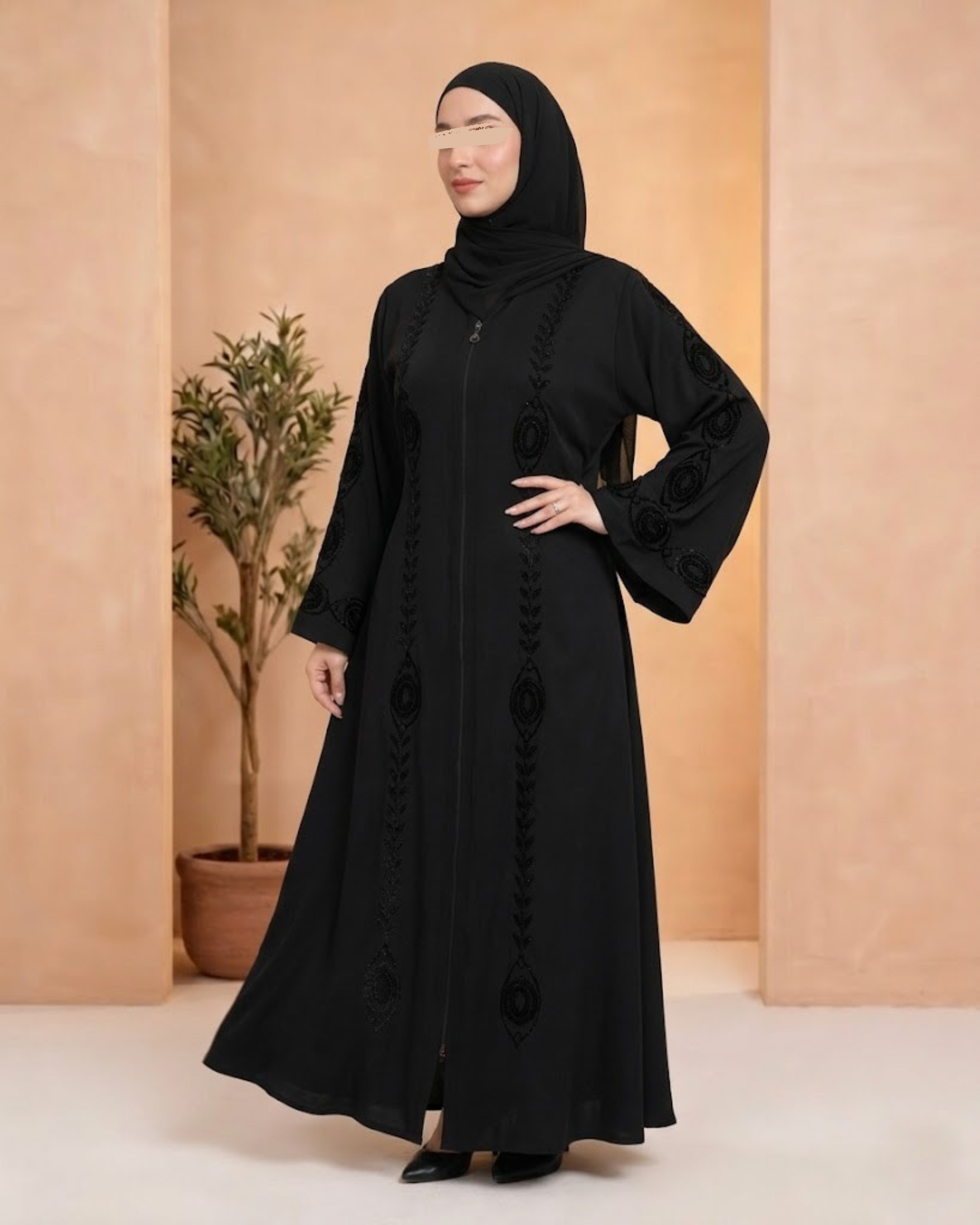 Black Abaya - Elegant Zip Up