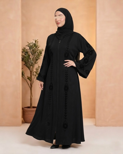 Black Abaya - Elegant Zip Up