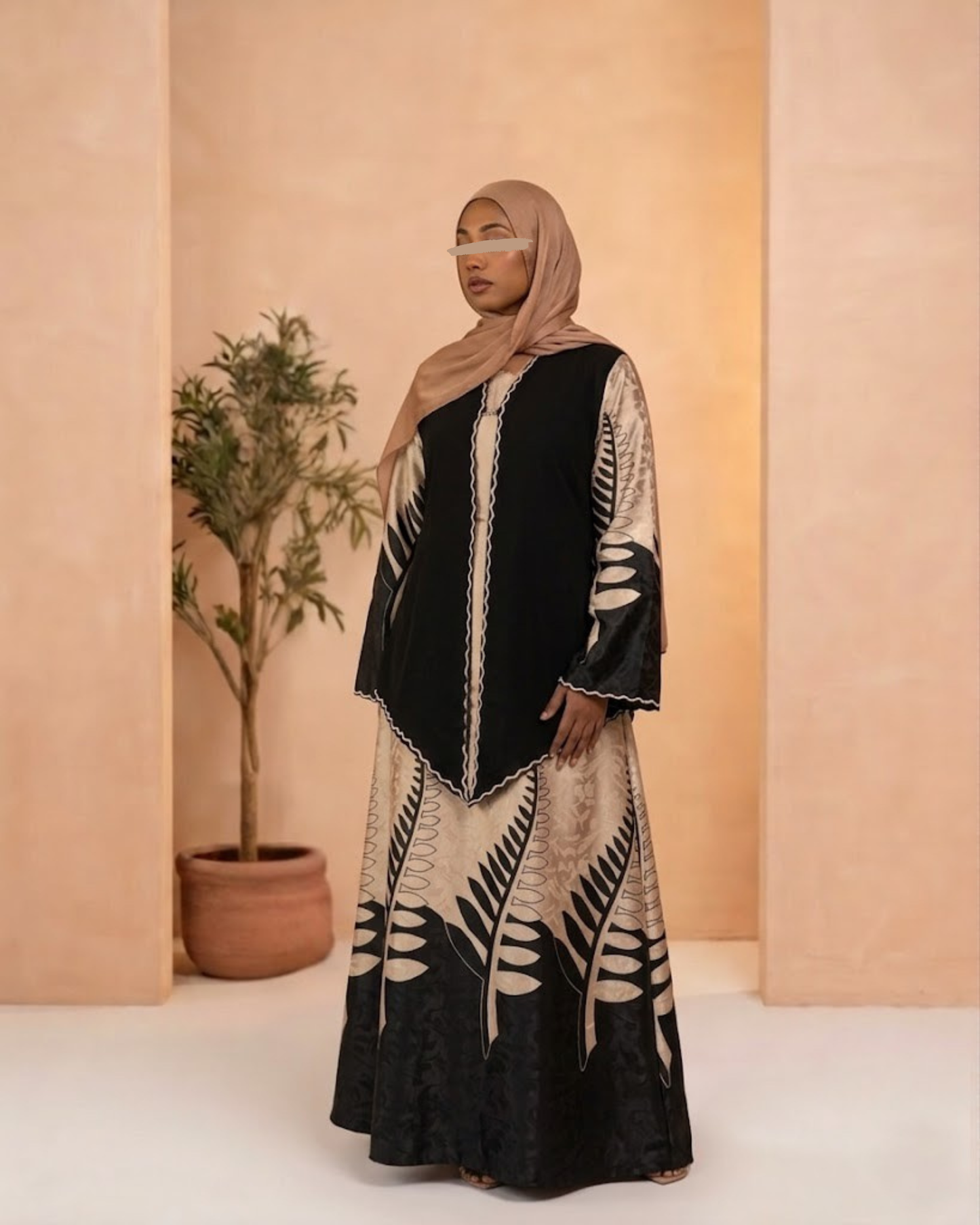 Open Vest Abaya - Satin Mix