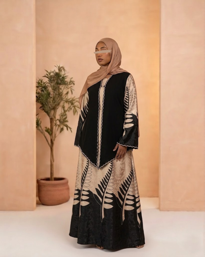 Open Vest Abaya - Satin Mix