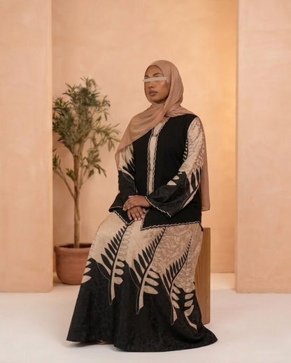 Open Vest Abaya - Satin Mix