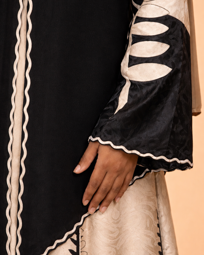 Open Vest Abaya - Satin Mix