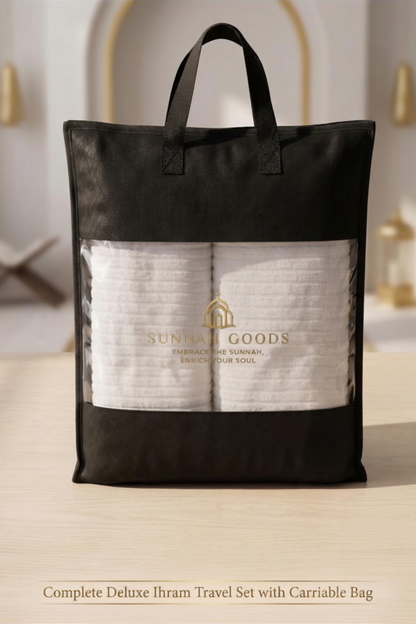 2-Piece Velcro Ihram Set for Hajj & Umrah | Lightweight with Detachable Pocket