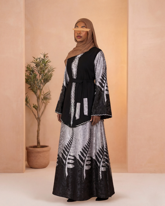 Open Vest Abaya - Satin Mix
