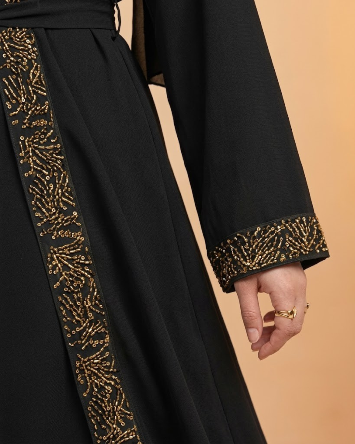 Black Abaya - Aesthetic Gold Design