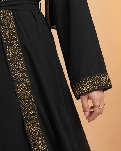 Black Abaya - Aesthetic Gold Design