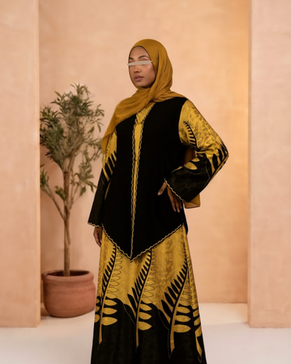 Open Vest Abaya - Satin Mix