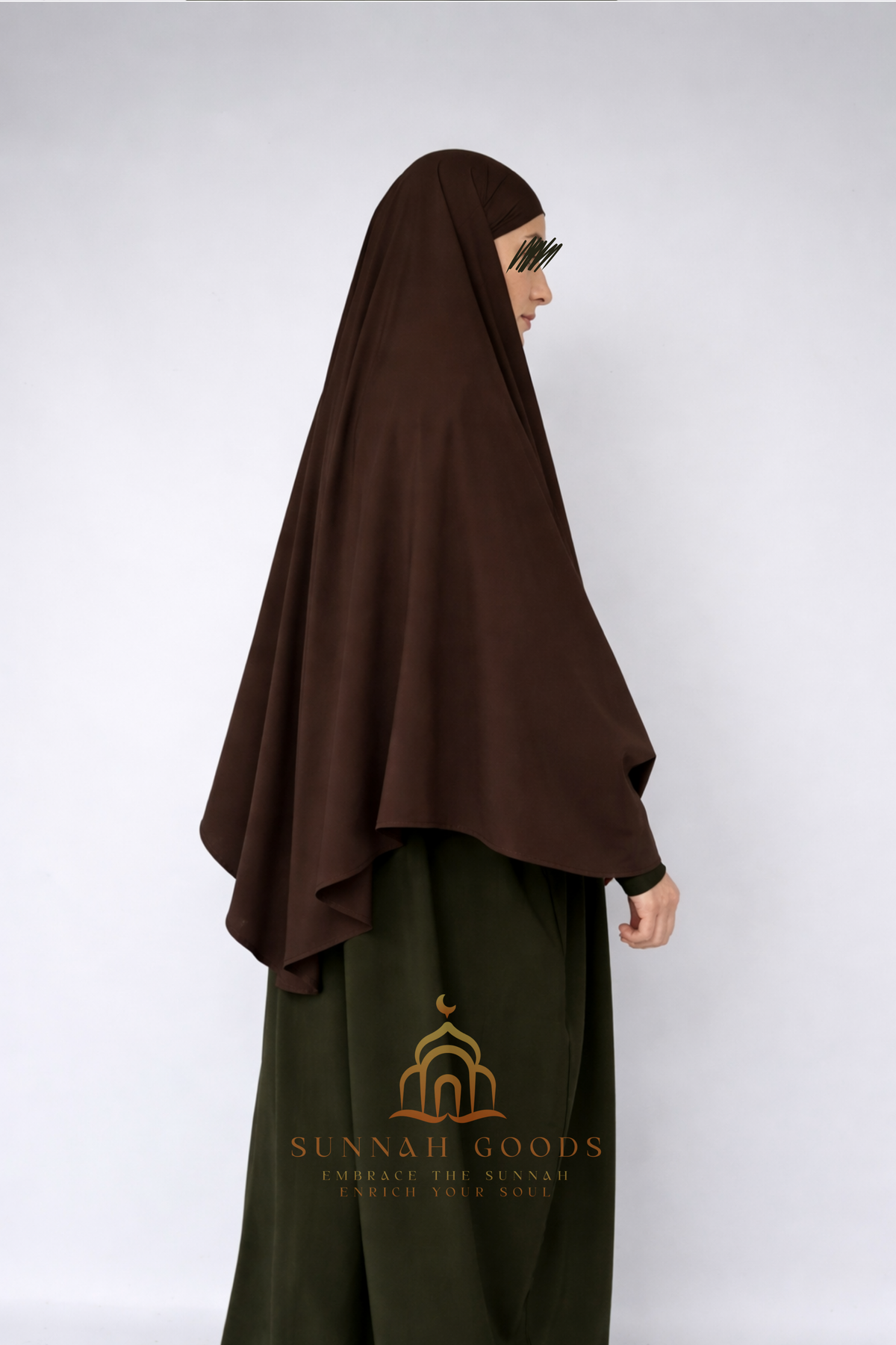 Mid-length chiffon crepe khimar – view 2