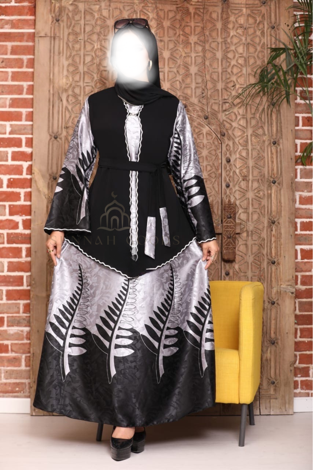 Open Vest Abaya - Satin Mix