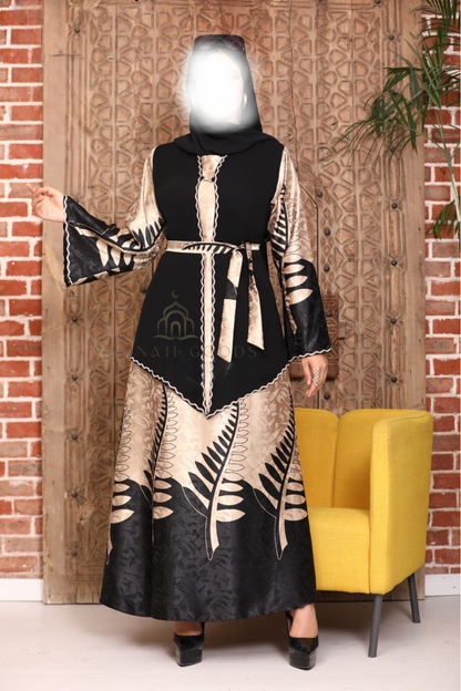 Open Vest Abaya - Satin Mix