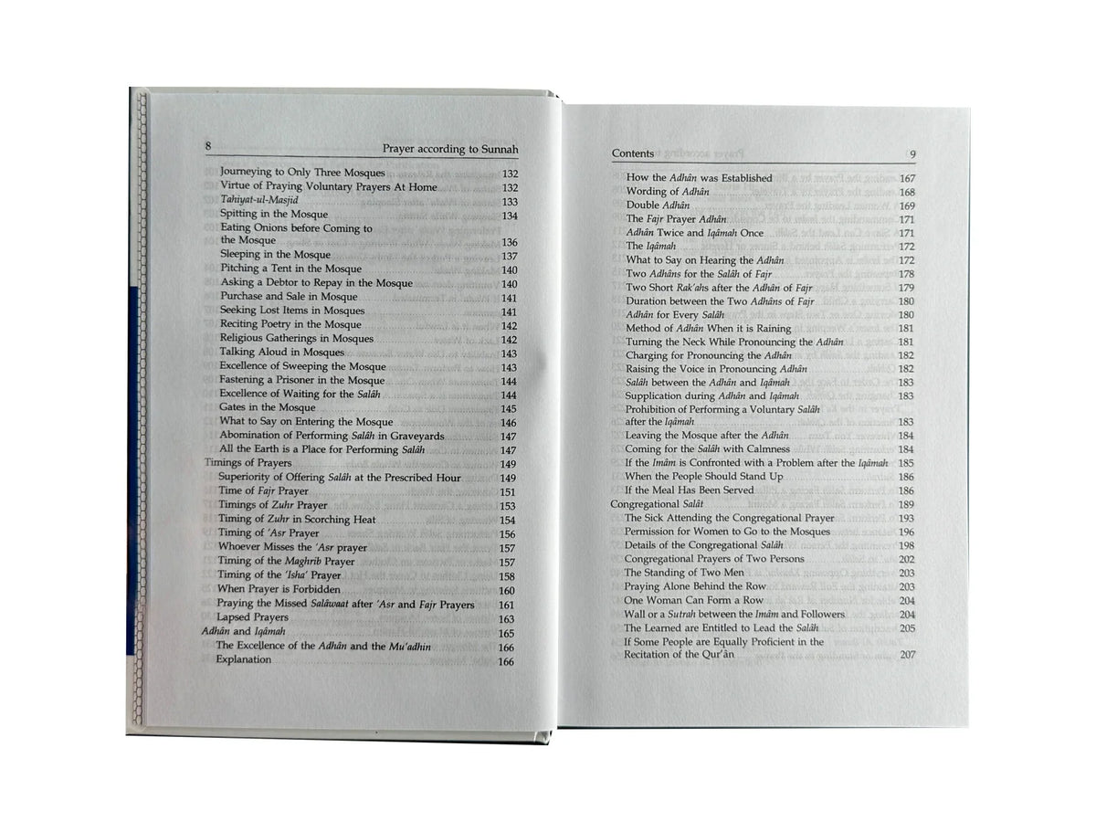 Prayer According to the Sunnah – table of contents