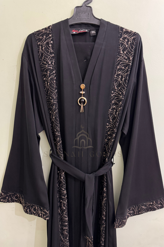 Black Abaya - Aesthetic Gold Design