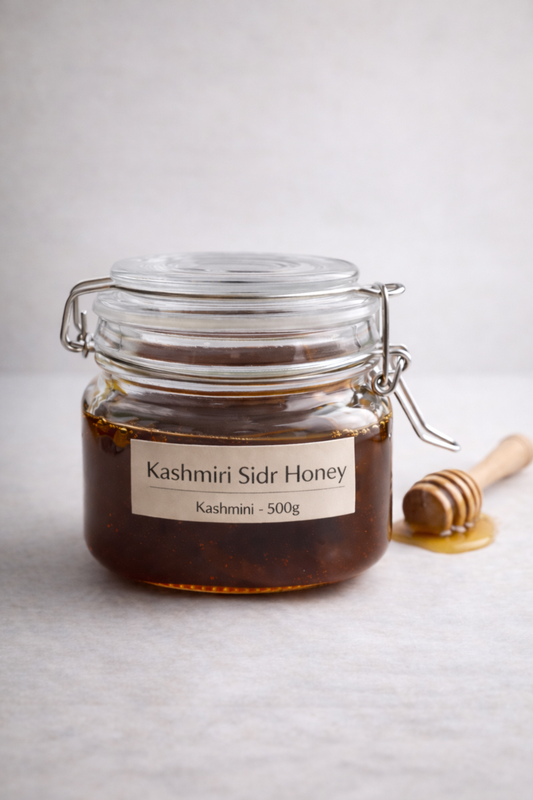 Raw Sidr Honey (Kashmiri) – Unpasteurized & Unfiltered, 500g Glass Jar