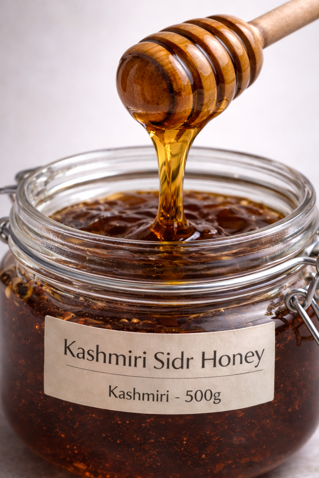 Raw Sidr Honey (Kashmiri) – Unpasteurized & Unfiltered, 500g Glass Jar