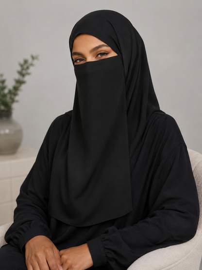 Half Niqab Super Breathable Veil - Long