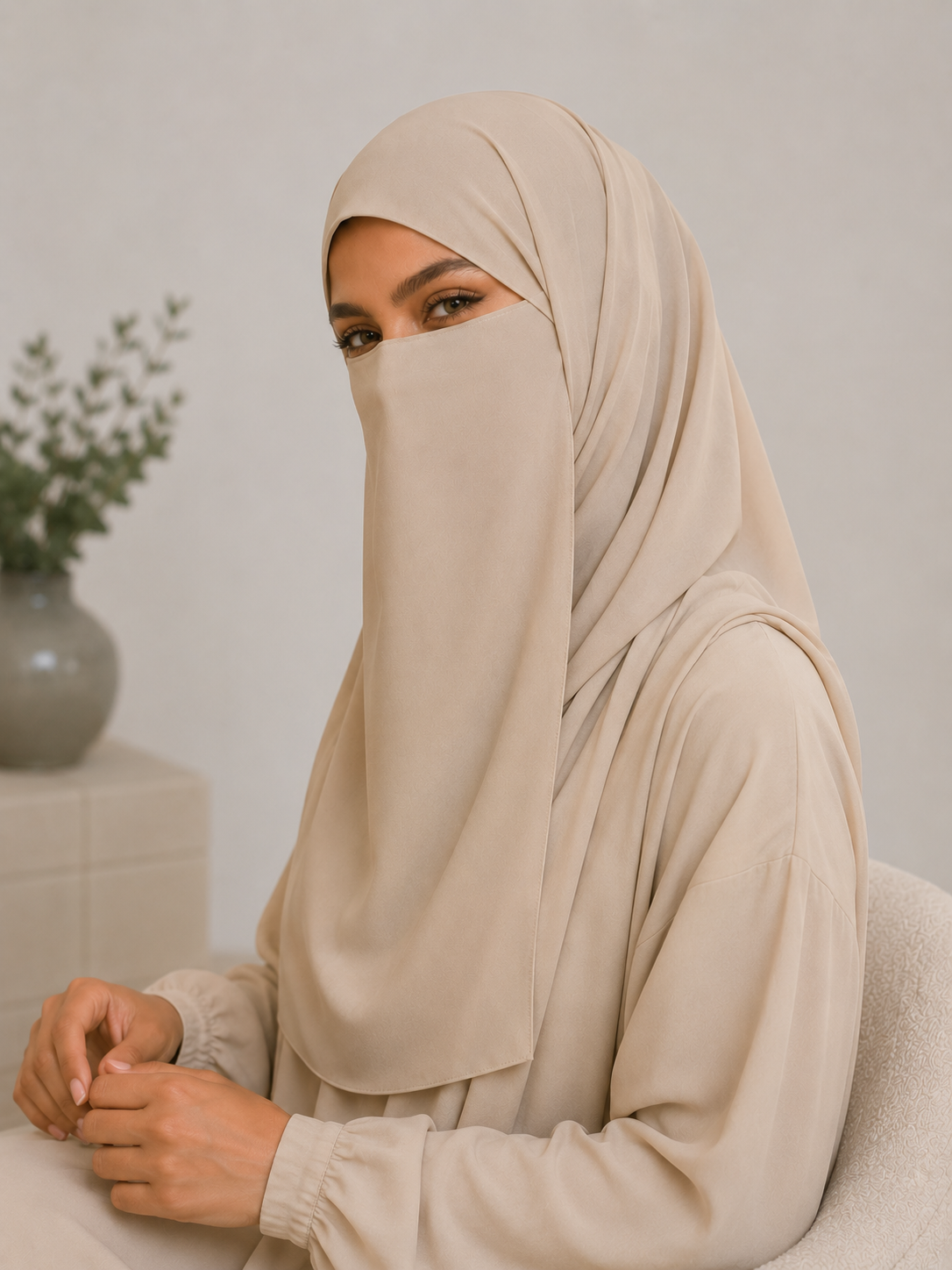 Half Niqab Super Breathable Veil - Long