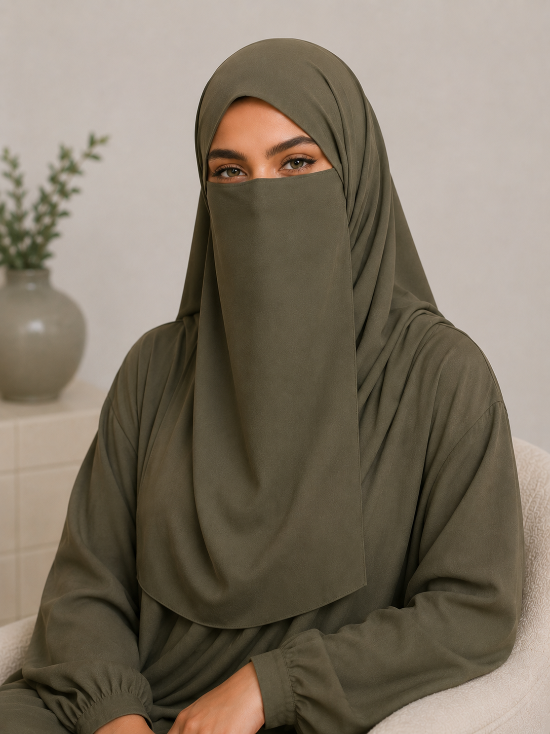 Half Niqab Super Breathable Veil - Long