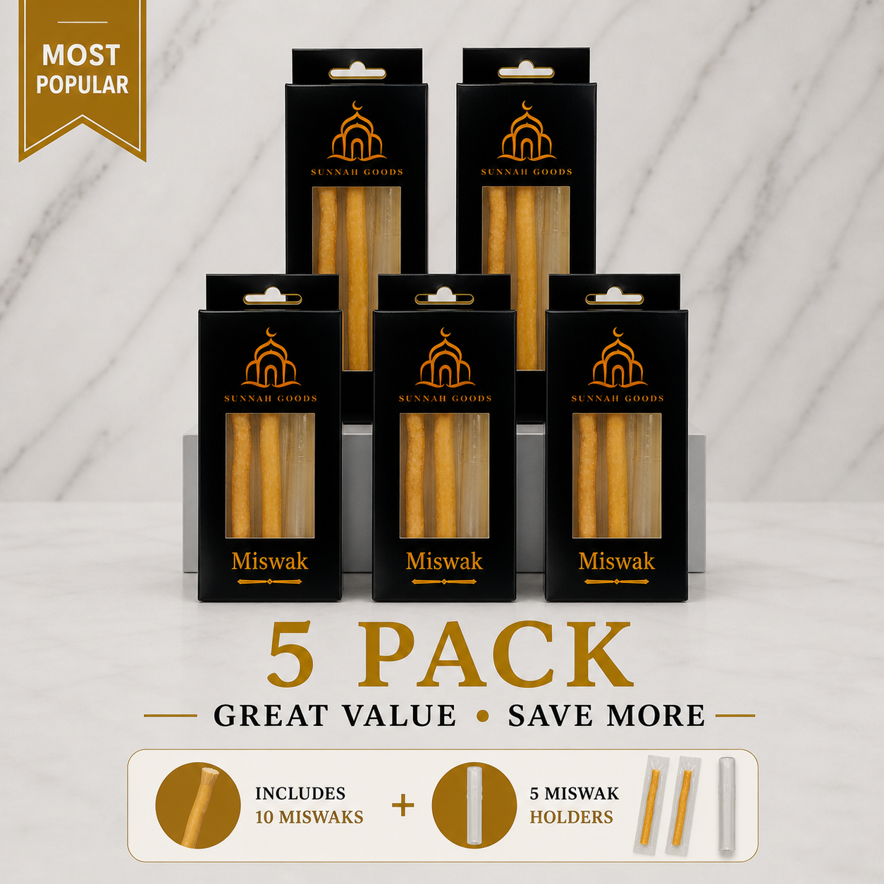 Sunnah Goods Miswak Box – 2 Fresh Miswaks + Holder