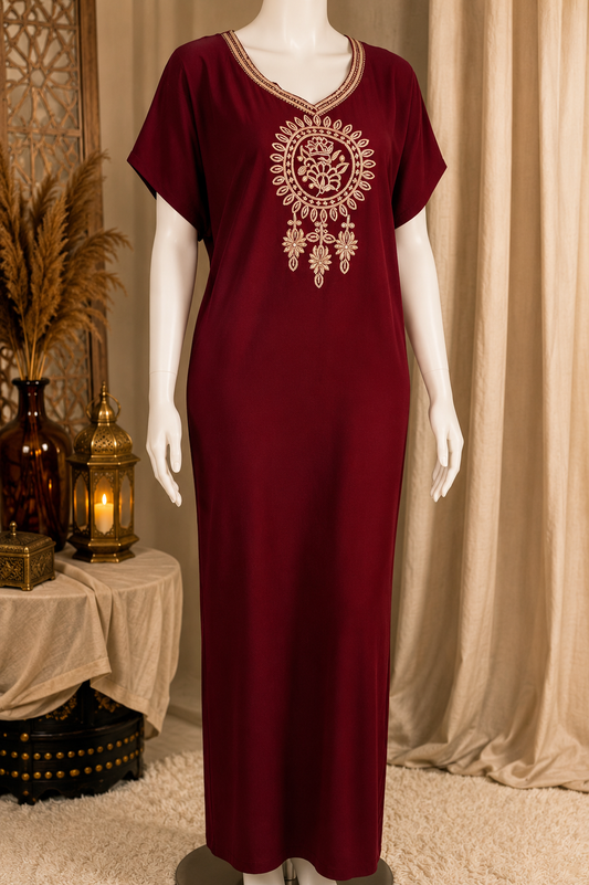 One Size Traditional Embroidered Algerian Kaftan Dress