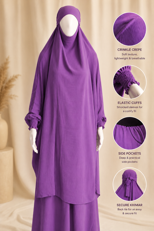 2-Piece Jilbab in Crinkle Crepe – One Size