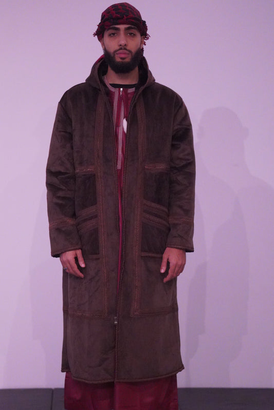 Luxury Moroccan Farwa Coat – Wool & Cotton | Full Zip | Unisex