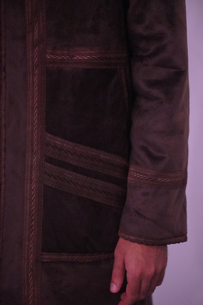 Luxury Moroccan Farwa Coat – Wool & Cotton | Full Zip | Unisex