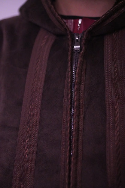 Luxury Moroccan Farwa Coat – Wool & Cotton | Full Zip | Unisex