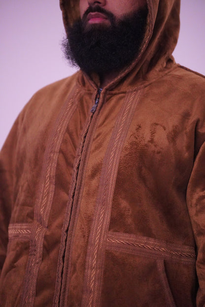 Luxury Moroccan Farwa Coat – Wool & Cotton | Full Zip | Unisex