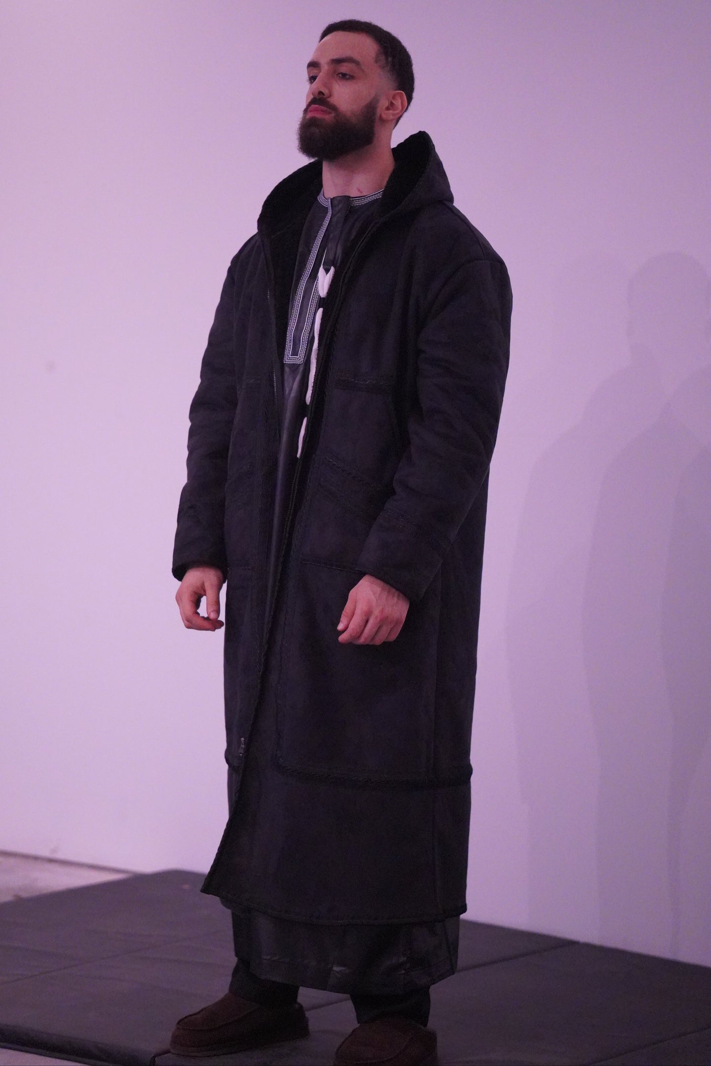 Luxury Moroccan Farwa Coat – Wool & Cotton | Full Zip | Unisex