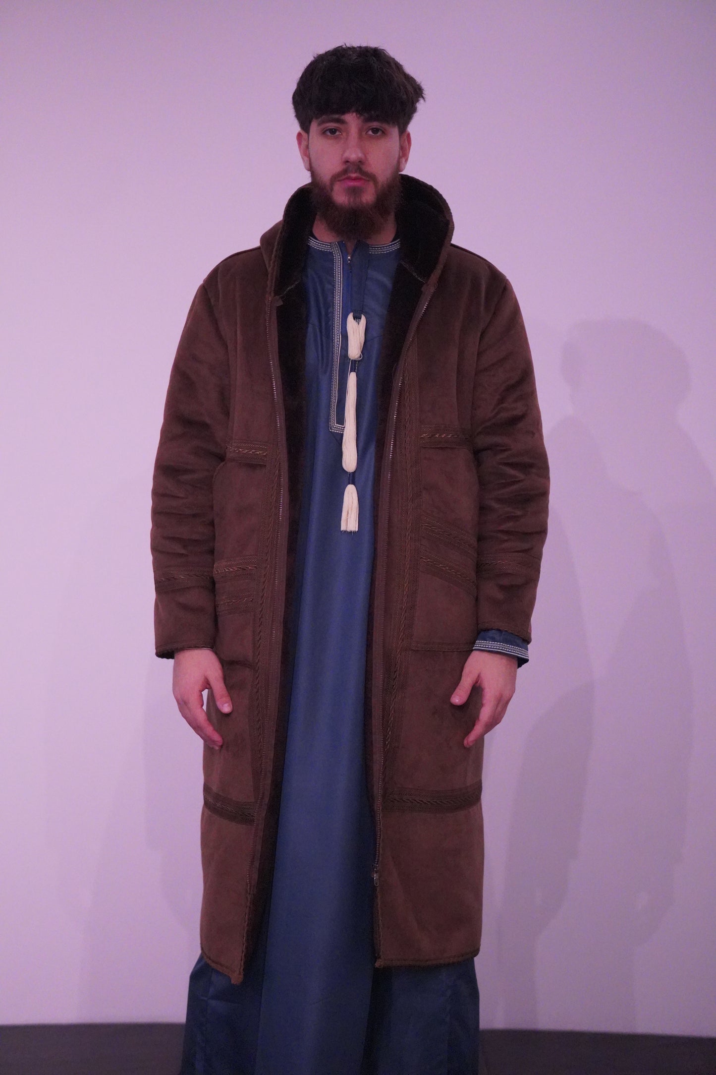 Luxury Moroccan Farwa Coat – Wool & Cotton | Full Zip | Unisex