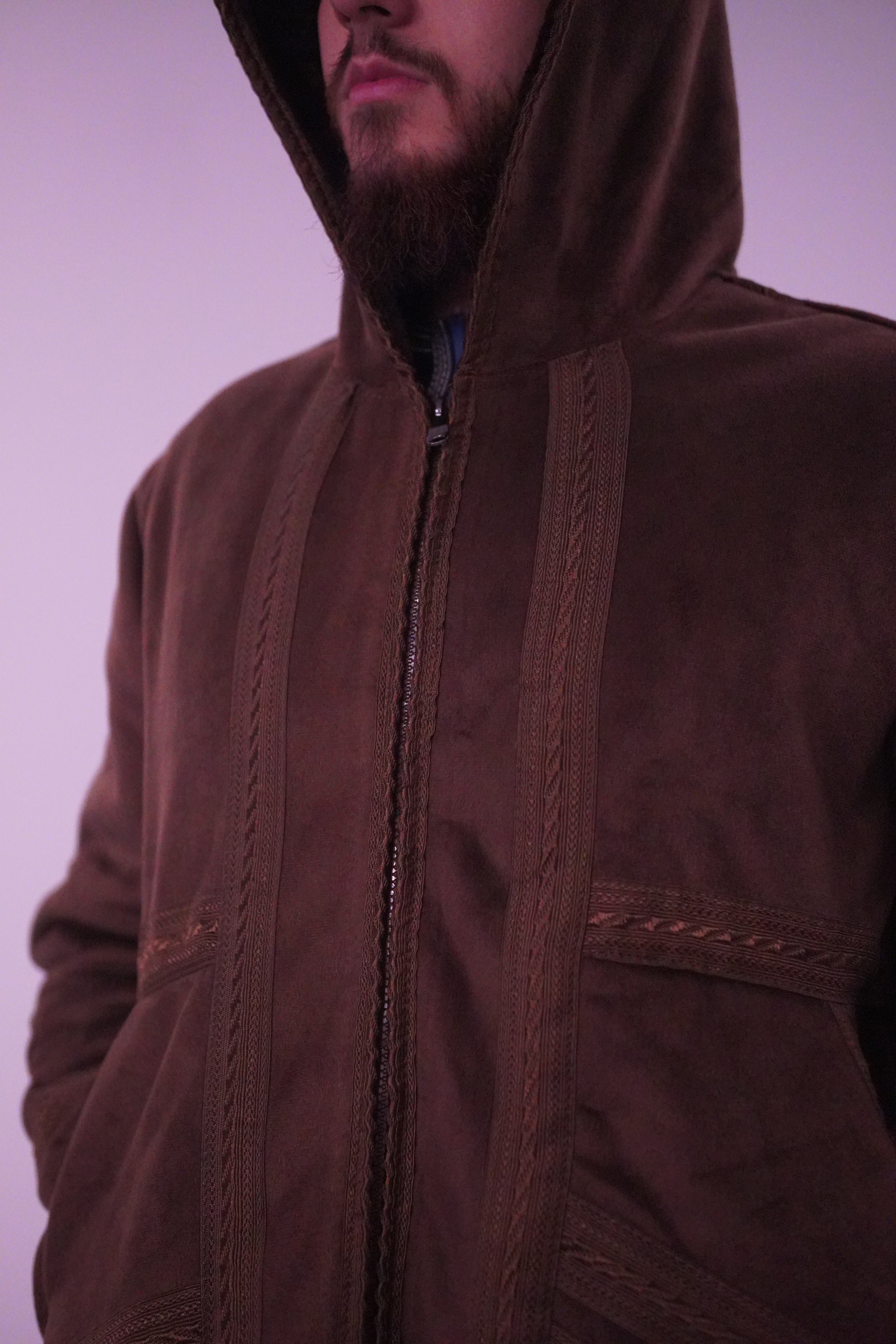 Luxury Moroccan Farwa Coat – Wool & Cotton | Full Zip | Unisex