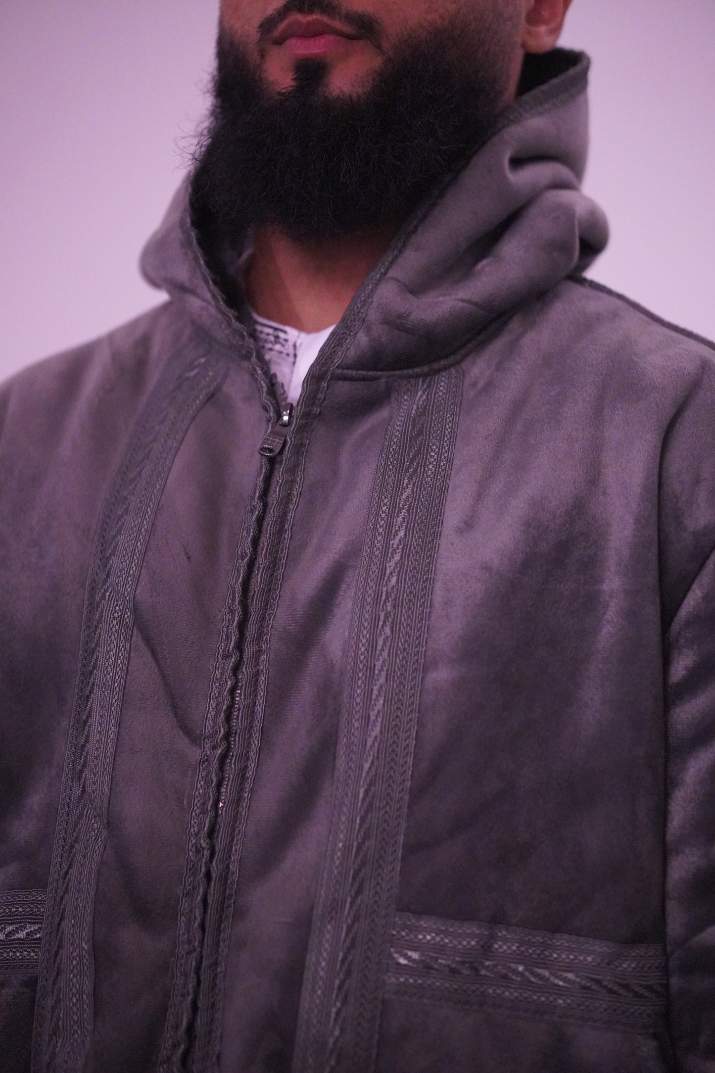 Luxury Moroccan Farwa Coat – Wool & Cotton | Full Zip | Unisex