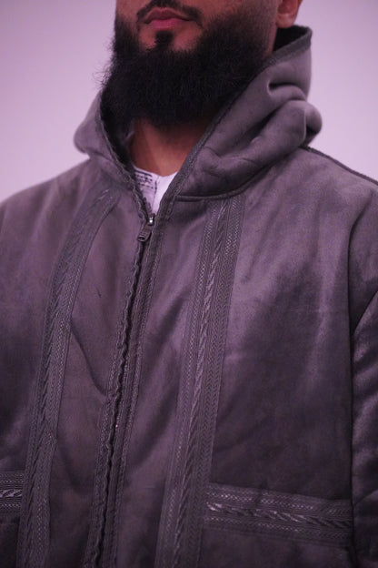 Luxury Moroccan Farwa Coat – Wool & Cotton | Full Zip | Unisex