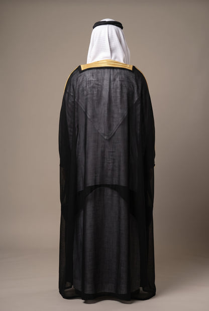 Bisht Cloak with Gold Embroidery for Men– Full Sleeve Arabic Thobe Robe | 5 Colors