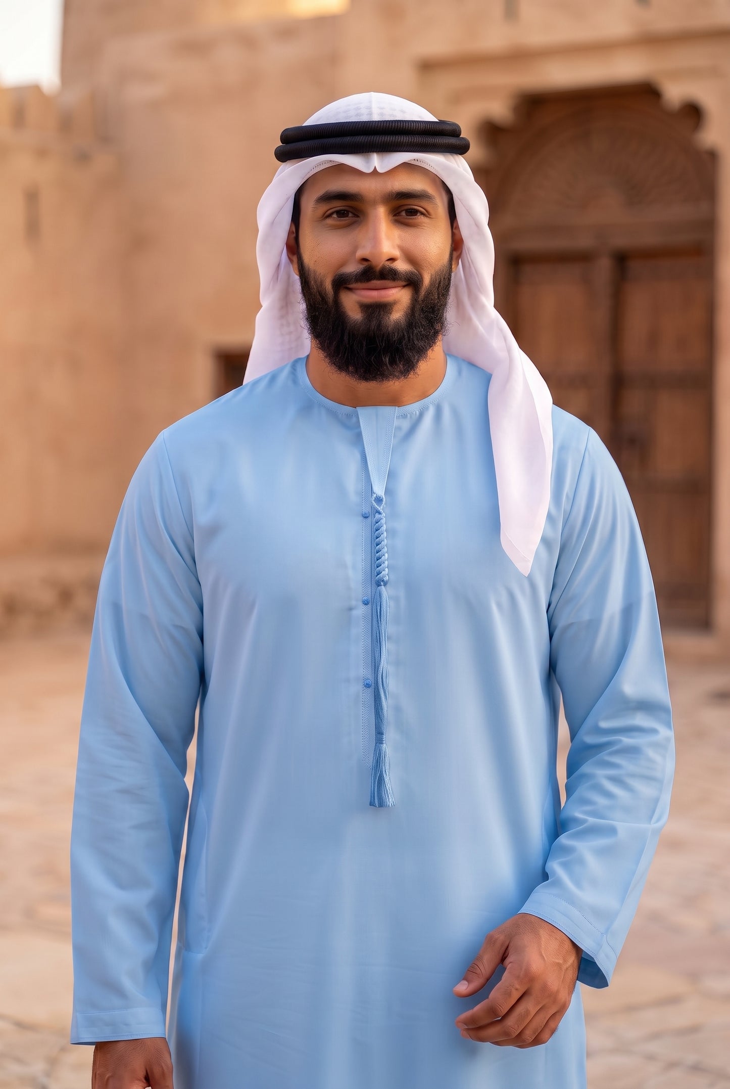 Emirati Thobe (Kandura) – Classic Khaleeji Arab Robe for Men with Tarboosha Tassel & Pockets | 5 Colors