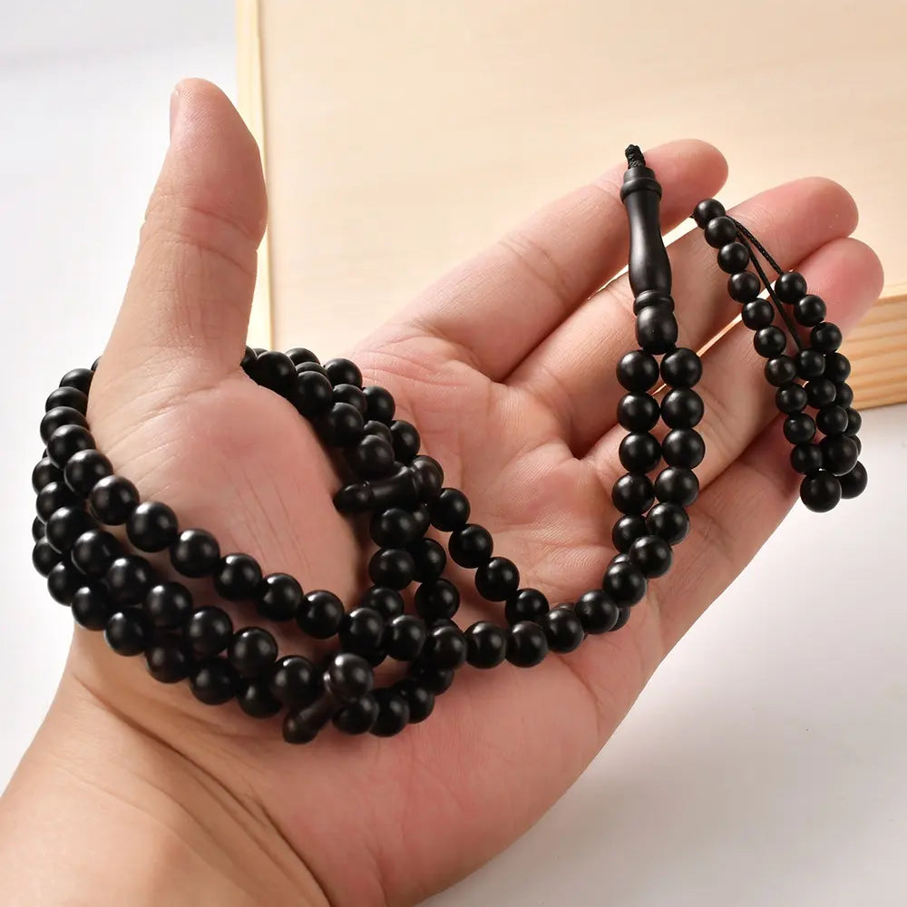 Ebony Essence Misbaha: Ebony Wood - 99 Beads, 8mm