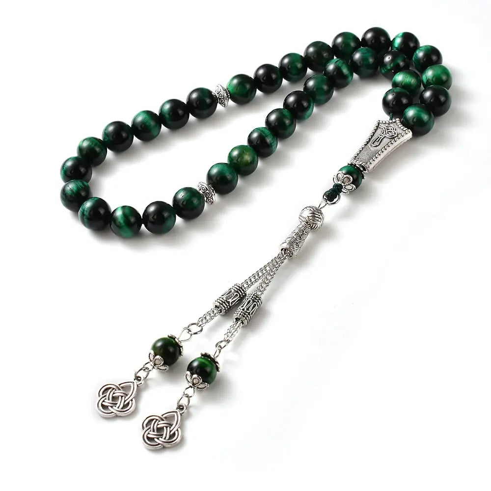 The Guardian’s Misbaha: Emerald Green Tiger Eye - 33 Beads, 10mm