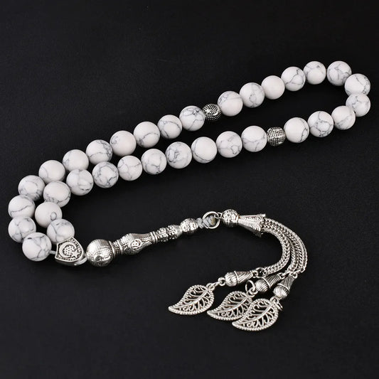 The Purity Misbaha: Howlite White - 33 Beads, 10mm