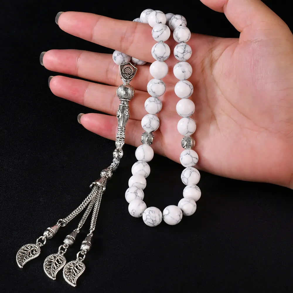 The Purity Misbaha: Howlite White - 33 Beads, 10mm