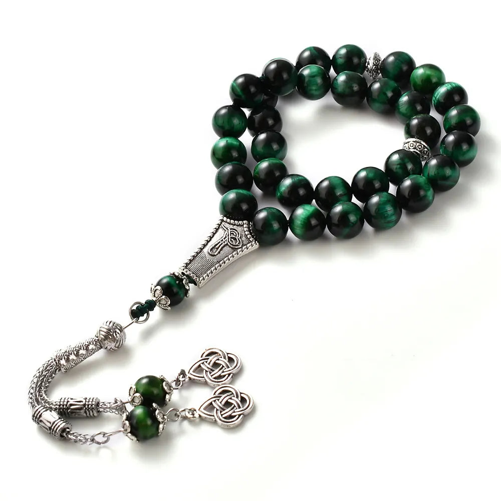 The Guardian’s Misbaha: Emerald Green Tiger Eye - 33 Beads, 10mm