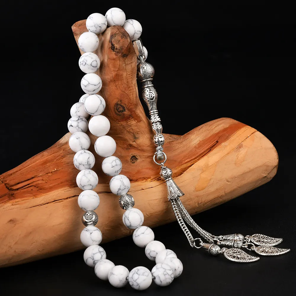 The Purity Misbaha: Howlite White - 33 Beads, 10mm