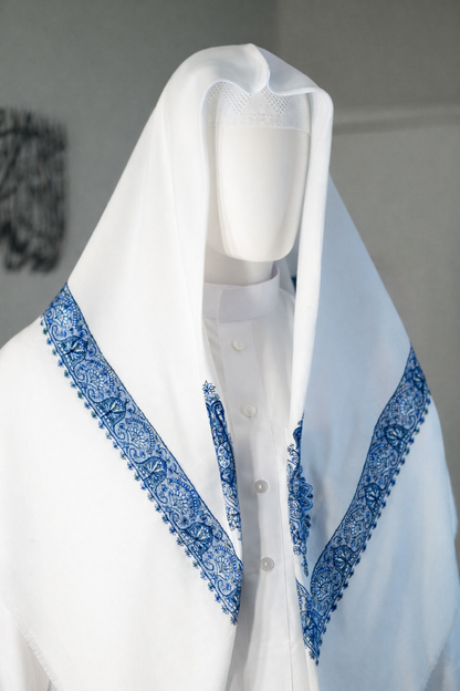 Premium White Shemagh | Embroided | Lightweight | 50 x 50 in