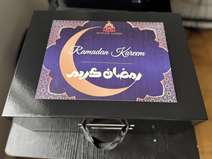 Luxury customizable Ramadan and Eid gift box – perfect for Islamic celebrations, featuring premium Sunnah essentials in elegant packaging.