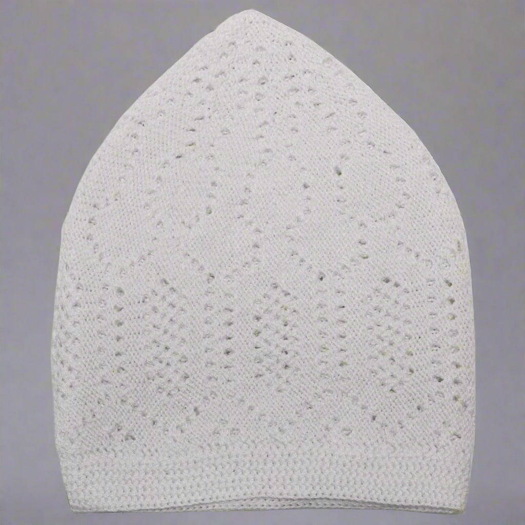 Sunnah Goods Mens Knit Kufi Cap white