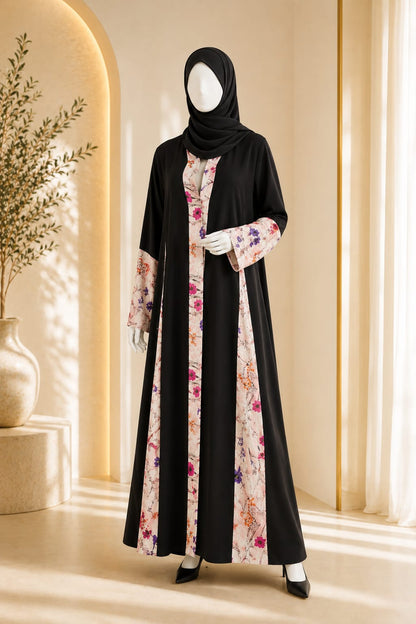 Floral Panel Abaya with Matching Hijab